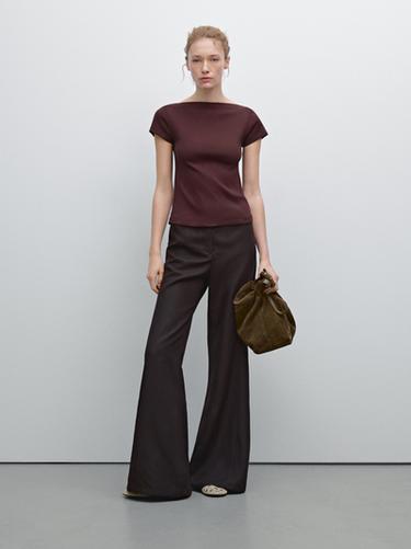 Camiseta canalé 100% algodón - blanco de Zara - Imagen 0