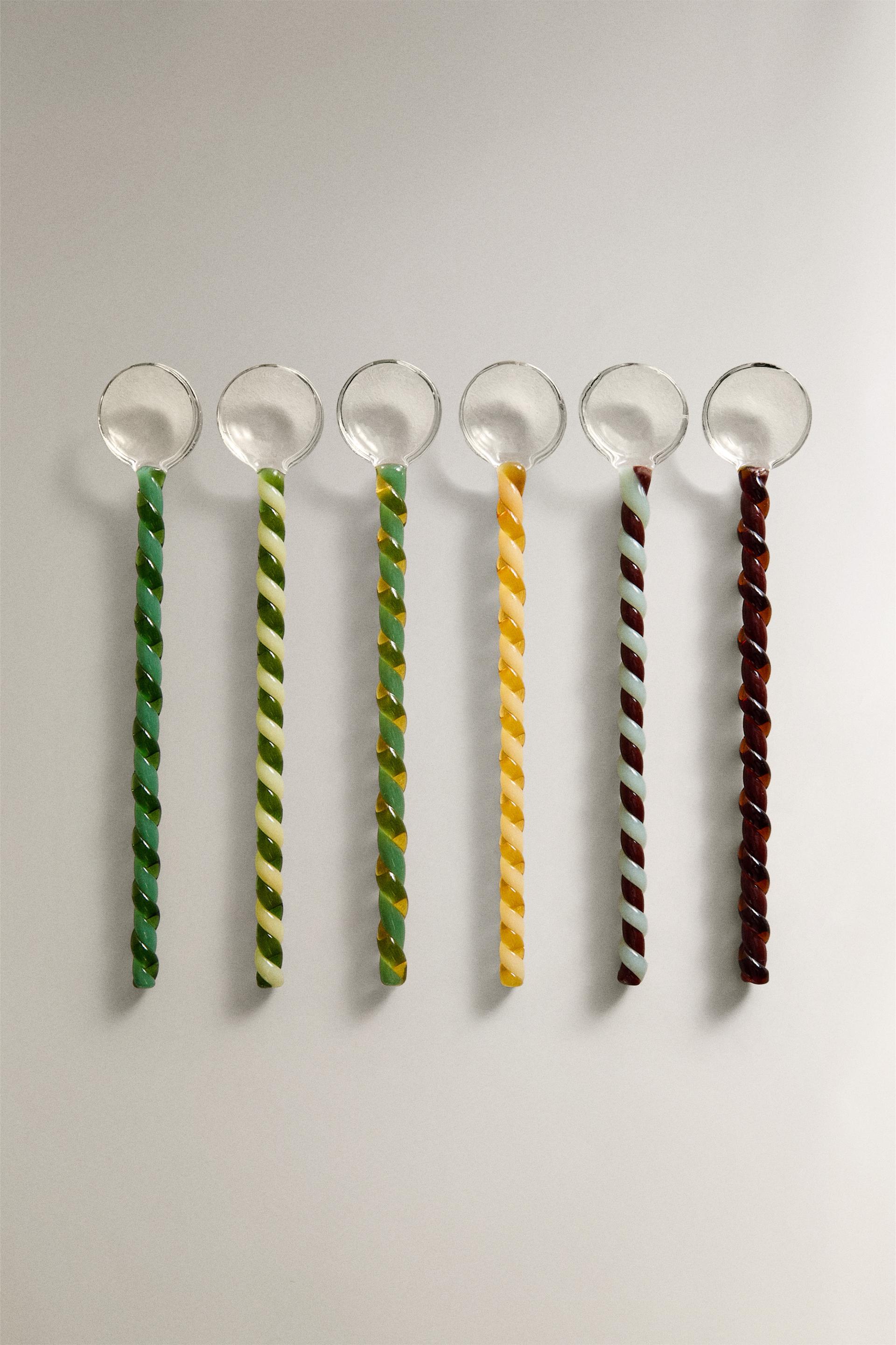 PACK OF MULTICOLOR GLASS SPOONS (PACK OF 6)