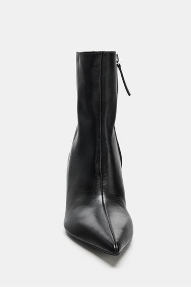 BOTTINES À TALONS EN CUIR - Noir de Zara - Image 2