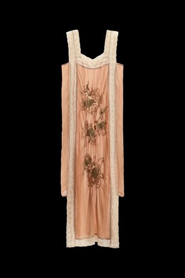VESTIDO ESTRUCTURA BORDADOS PUNTILLA - Melocotón de Zara - Imagen 0