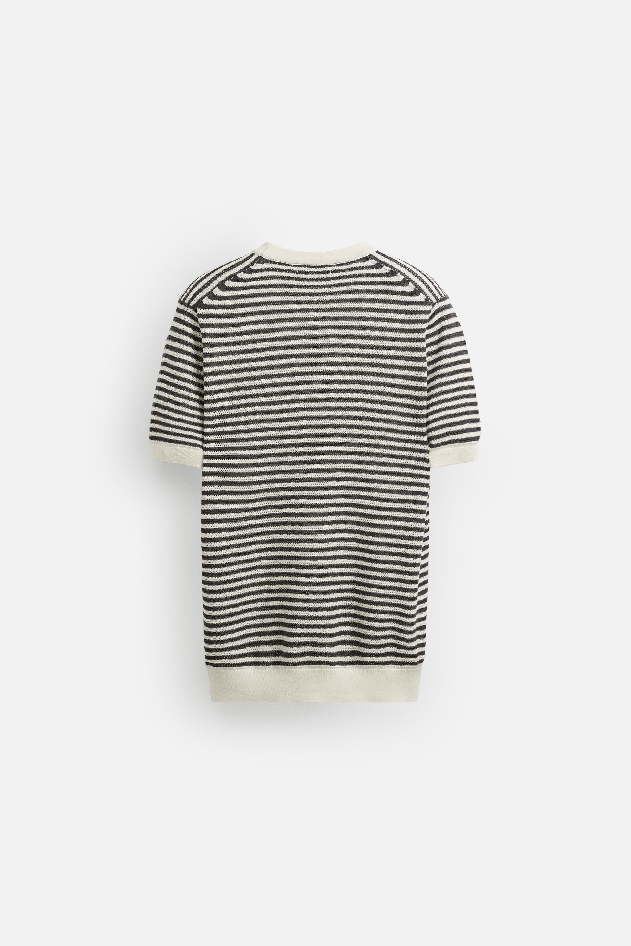 T-SHIRT EN MAILLE À DENTELLE RAYURES