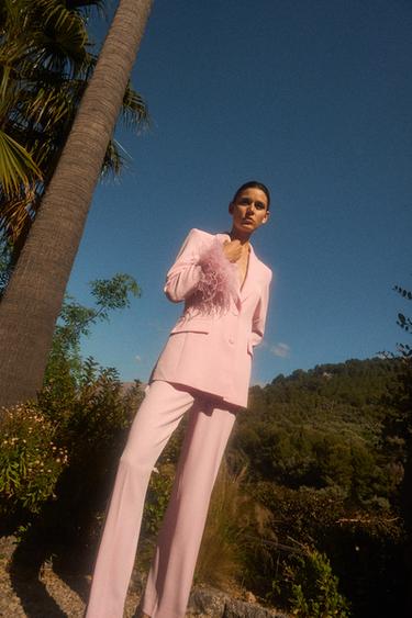 თავისუფალი სტილის შარვალი სწორი - Zara-ს Light pink - სურათი 0
