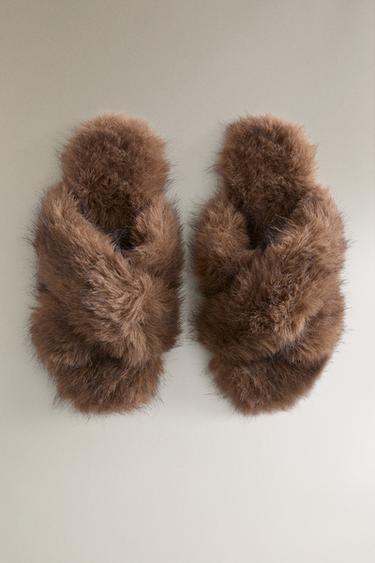 SANDALE CROISÉE FOURRURE - Marron de Zara - Image 2