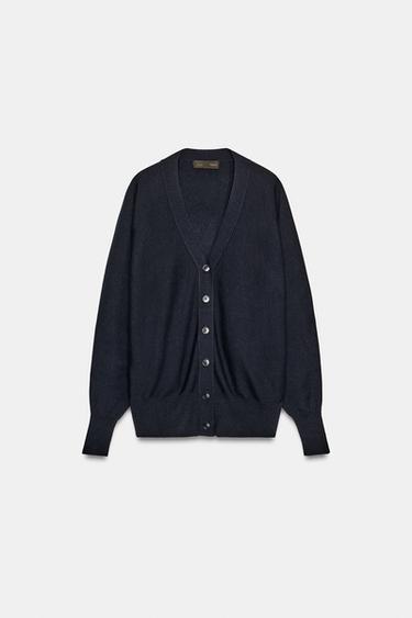 Zara BATWING SLEEVE CARDIGAN - Navy blue