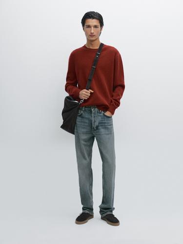 Jersey cuello redondo mezcla lana - Rojo oscuro de Zara - Imagen 0