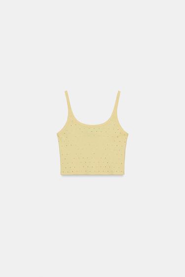 TOP CROP BRILLOS - Amarillo de Zara