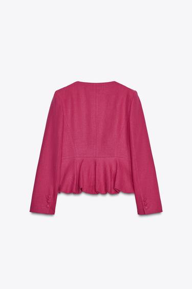 BLAZER PEPLUM AVEC LIN - Fuchsia de Zara - Image 4