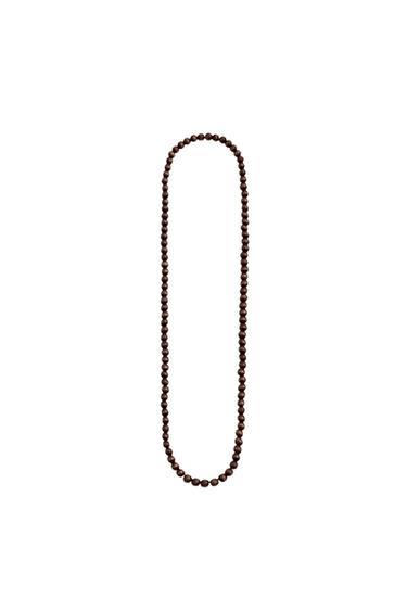 BEADED STONE NECKLACE - Dark brown by Zara