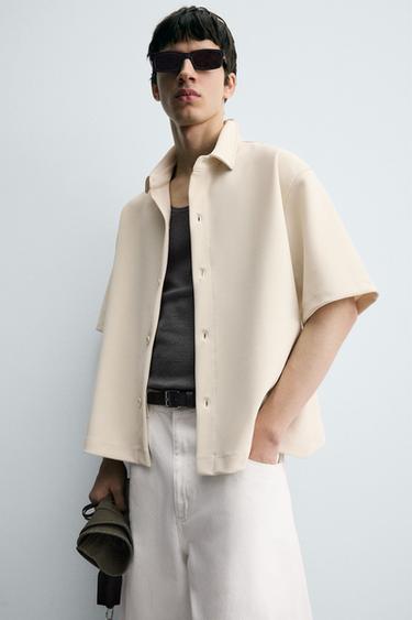 CHEMISE INTERLOCK STRUCTURÉE - Blanc cassé de Zara - Image 4