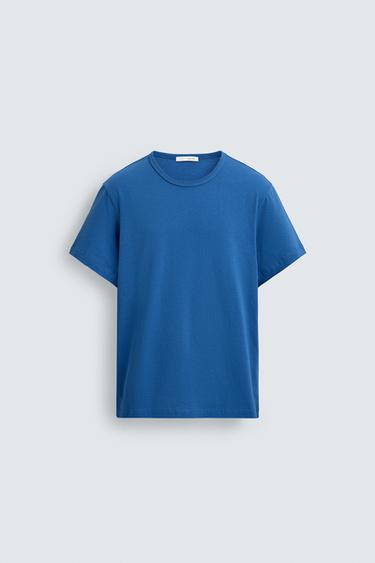 Zaras T-SHIRT REGULAR FIT - Knallblå