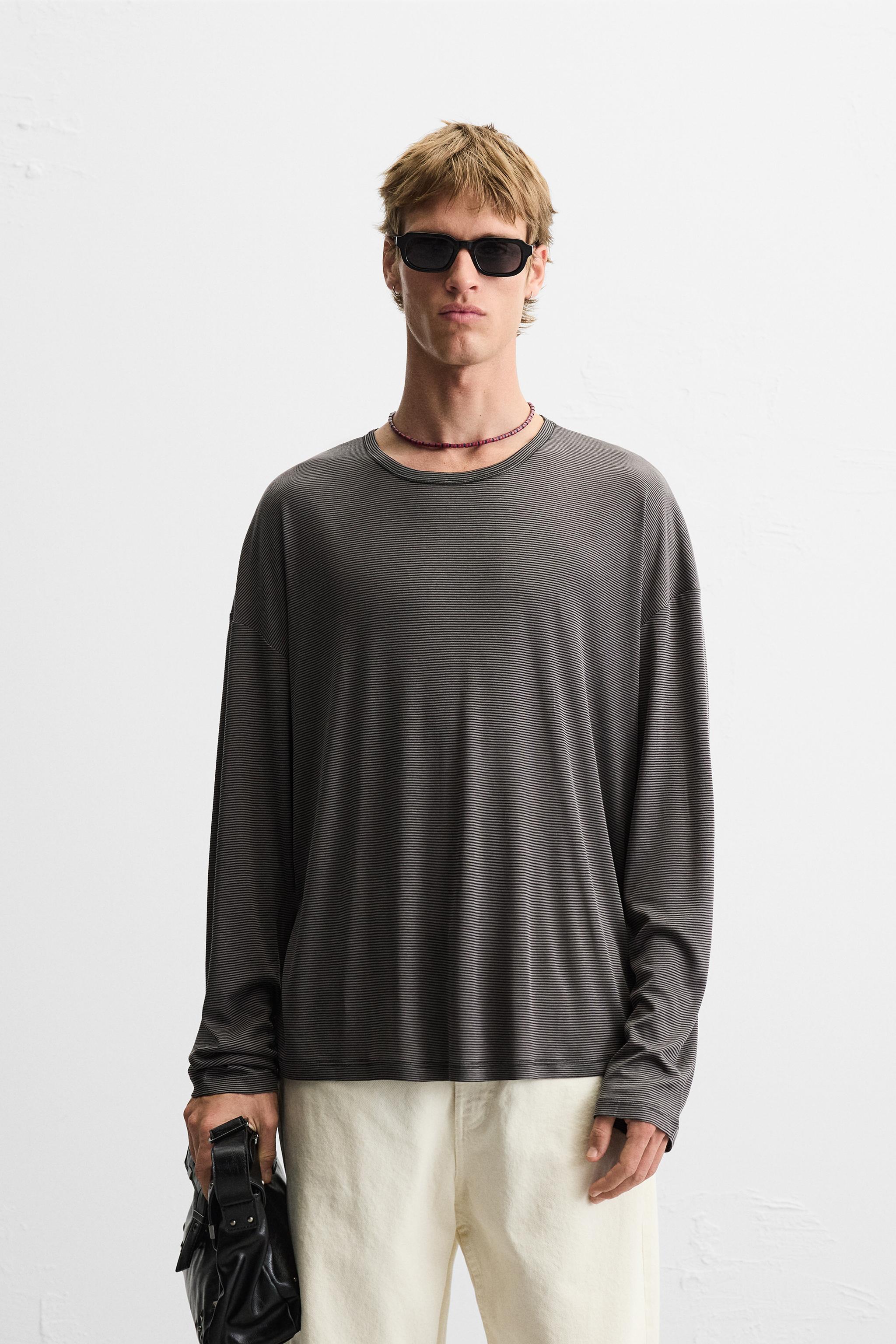 Tシャツ・カットソー ^LEATHERY^ Slim fit striped top GRAY LRTS4353GY 05644805802-a1.jpg?ts=
