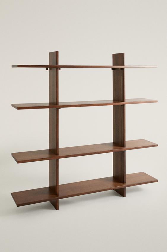 OPEN WOOD, STEEL AND SUEDE SHELVING UNIT - Dark brown by Zara - Image 0