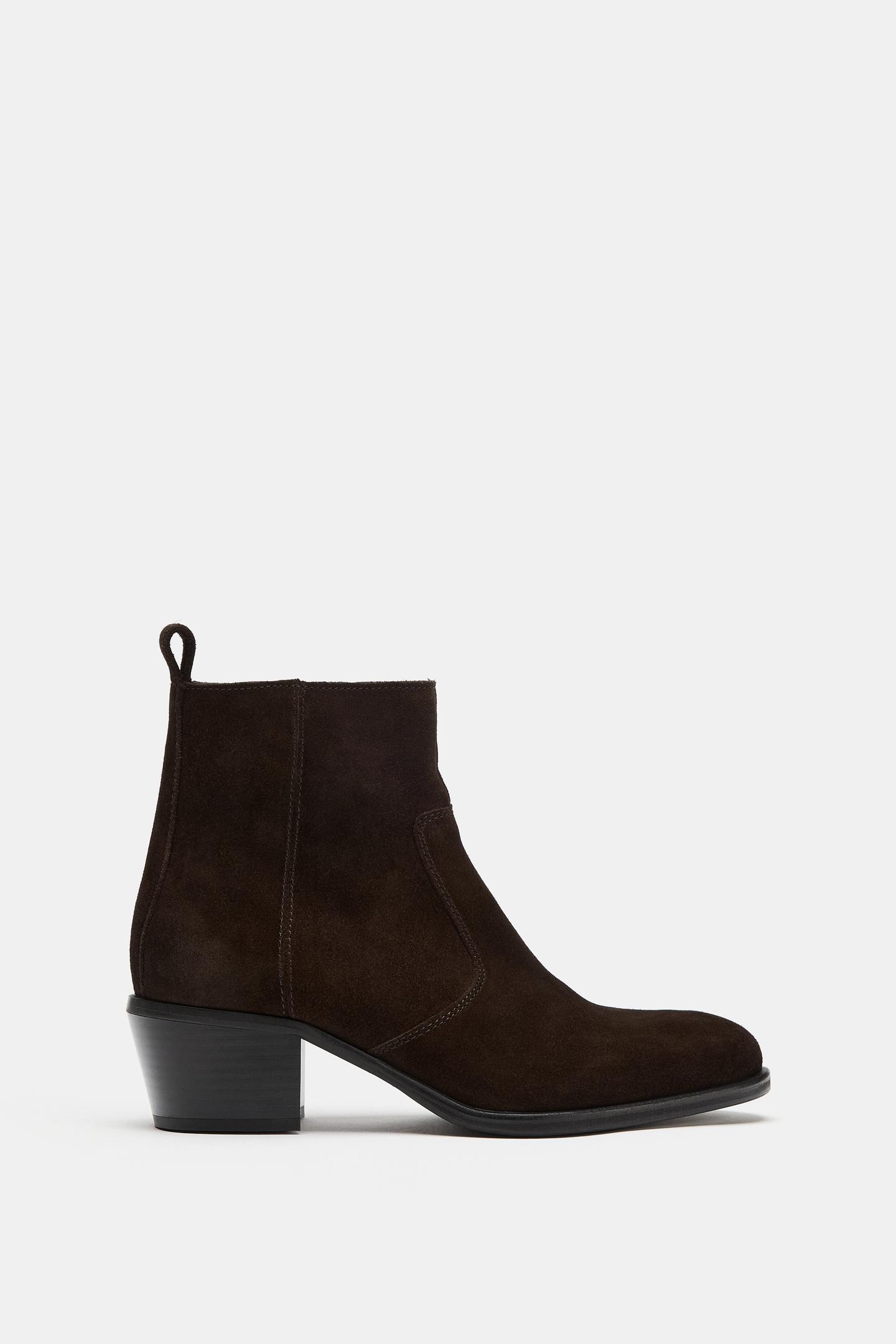 Женские ботинки Zara Suede Heeled Ankle, цвет: Коричневый — фото 2