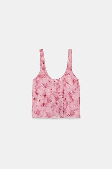 TOP EN TUL À PAILLETTES AVEC NŒUDS - Roses de Zara - Image 6