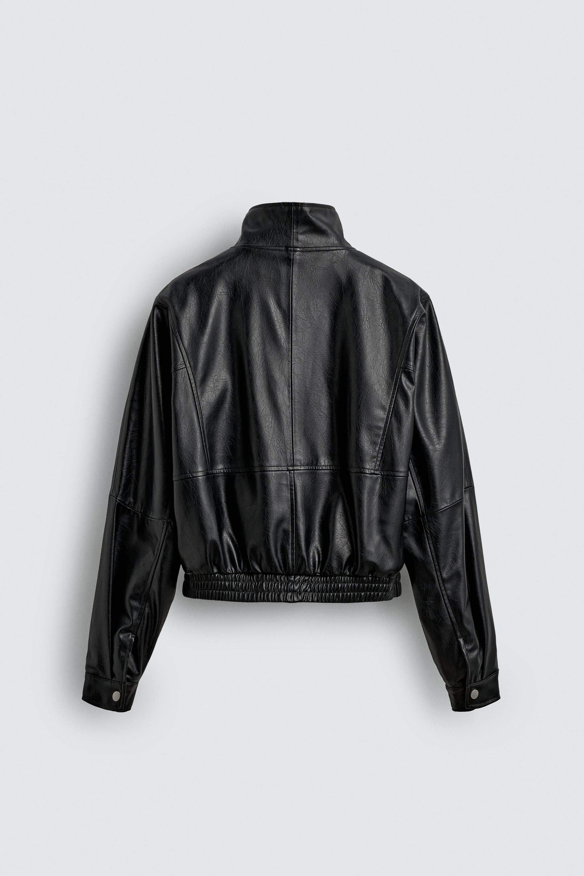 CROPPED FAUX LEATHER JACKET