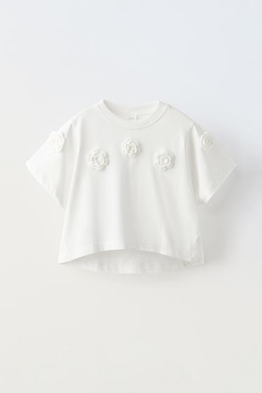 CAMISETA FLORES CROCHET - Blanco de Zara - Imagen 0