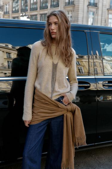 WOOL AND ALPACA SWEATER - Ecru by Zara