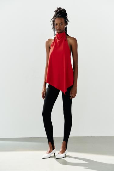 ASYMMETRIC HALTER TOP - Intense red by Zara
