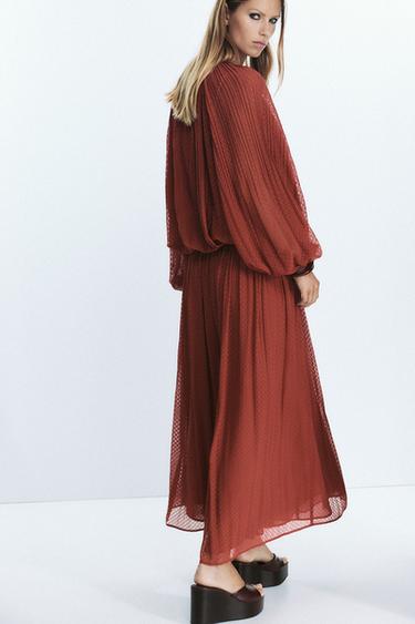 BELTED PLEATED MIDI SKIRT - Brick by Zara - Image 5
