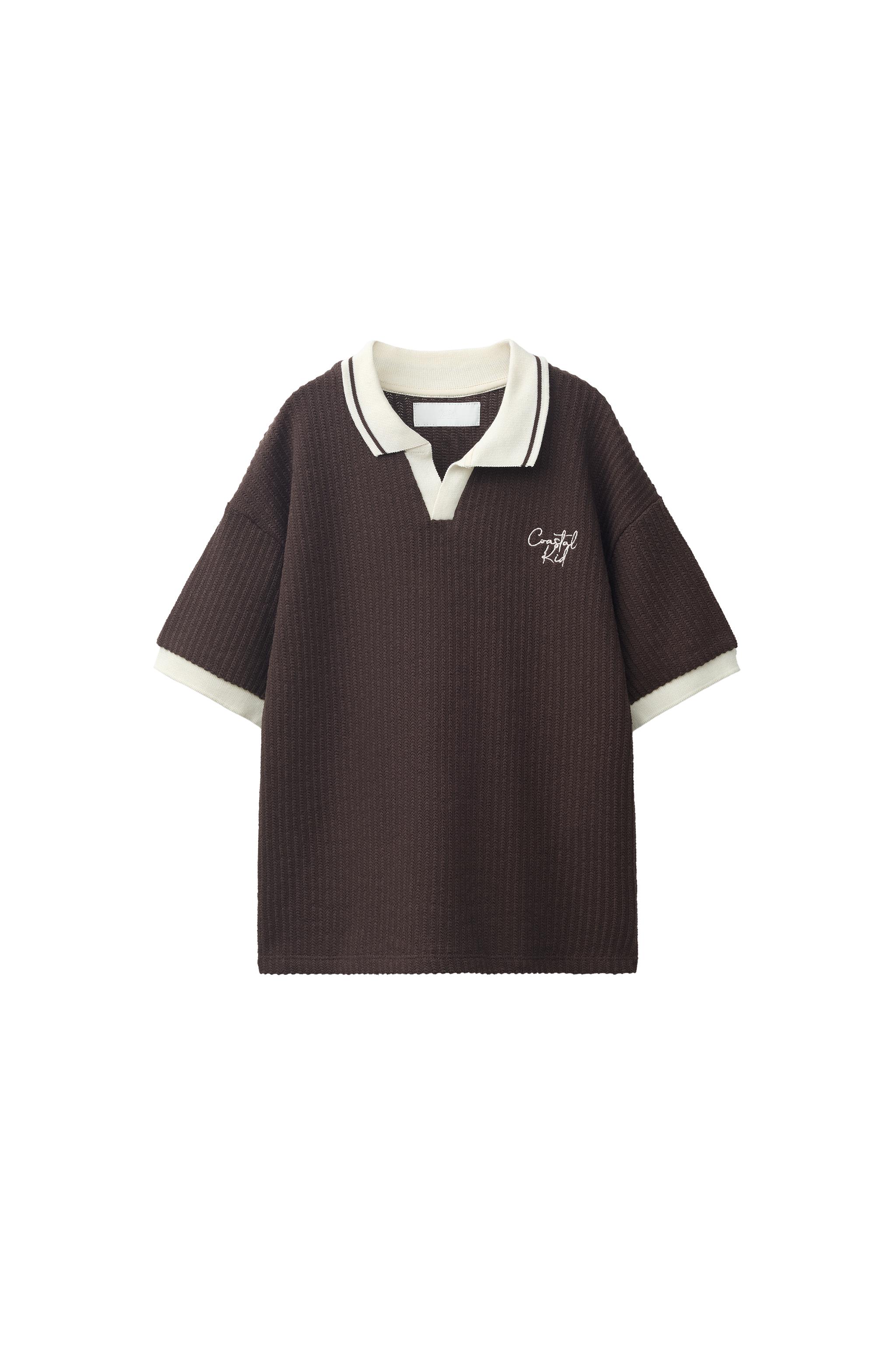 EMBROIDERED TEXTURED POLO - Brown / Ecru | ZARA United States