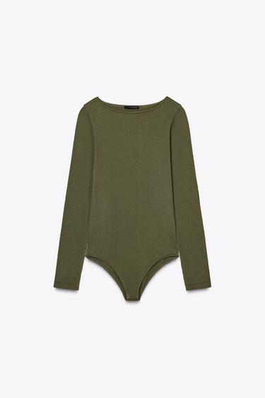 BODY SEMALESS MANGA LARGA - Khaki de Zara