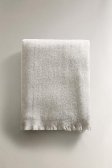 FRINGED SOFT THROW - Blue / Grey by Zara