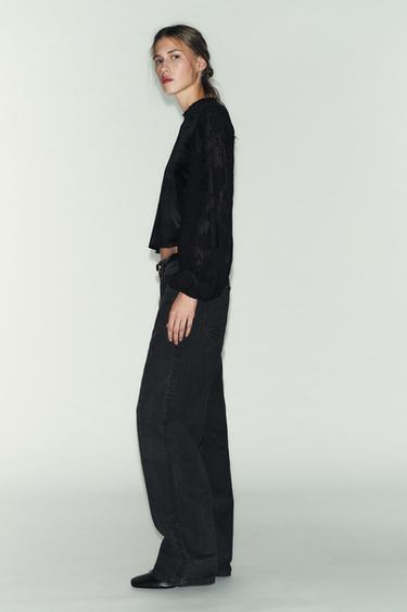 TOP EN VELOURS BRODÉ - Noir de Zara - Image 2