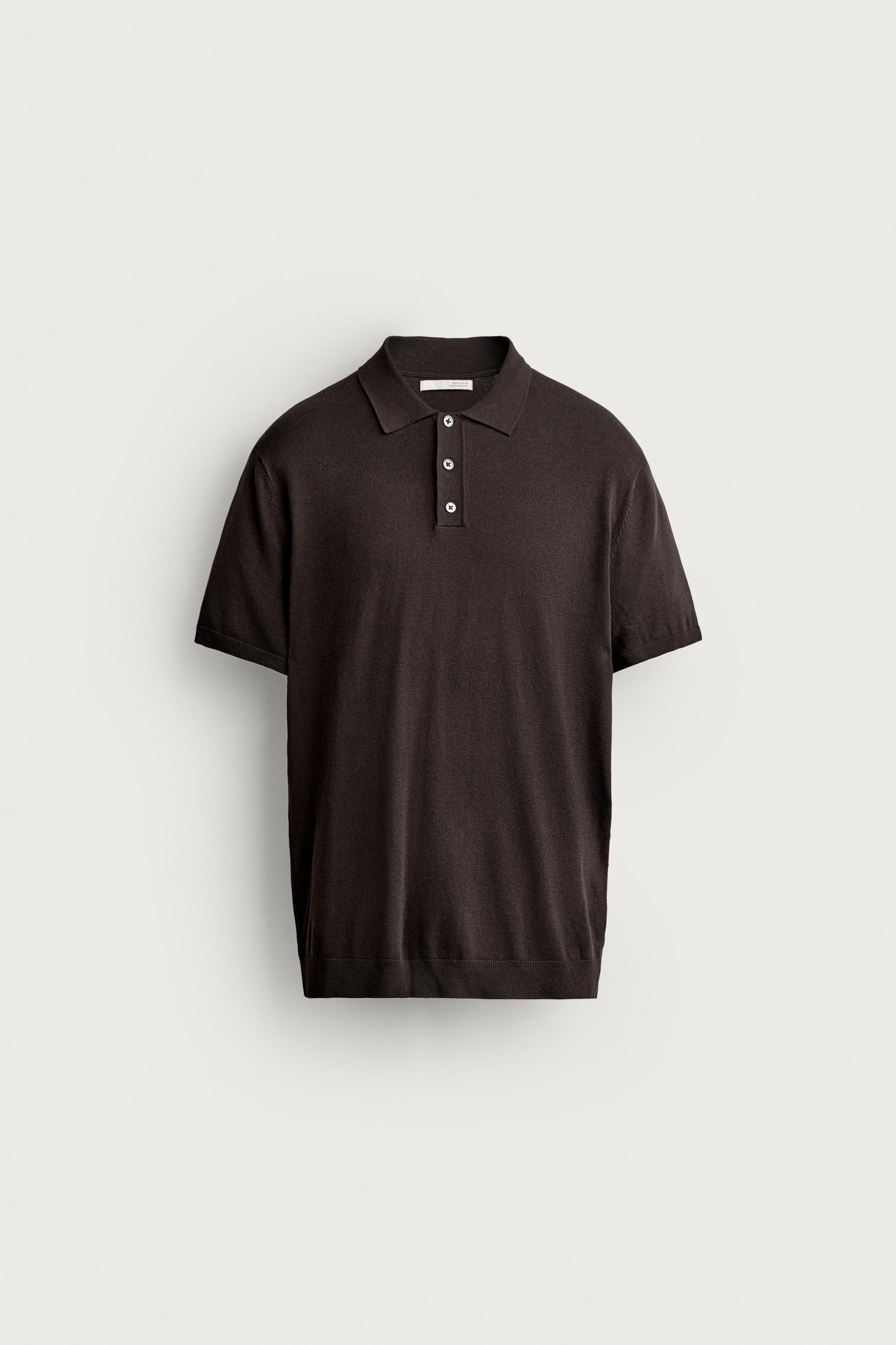 REGULAR FIT KNIT POLO — Chocolate