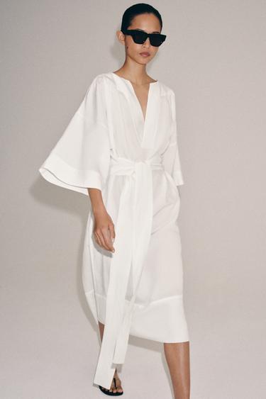 ZW COLLECTION TUNIC DRESS WITH BELT - White by Zara - Image 3