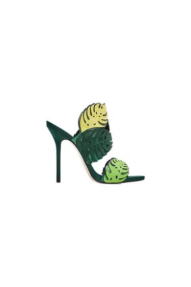 WRAP-AROUND LEATHER LEAF SANDALS