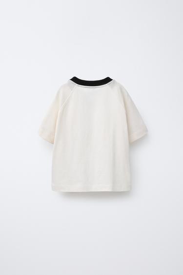 LACE FOOTBALL T-SHIRT - Ecru by Zara - Image 1