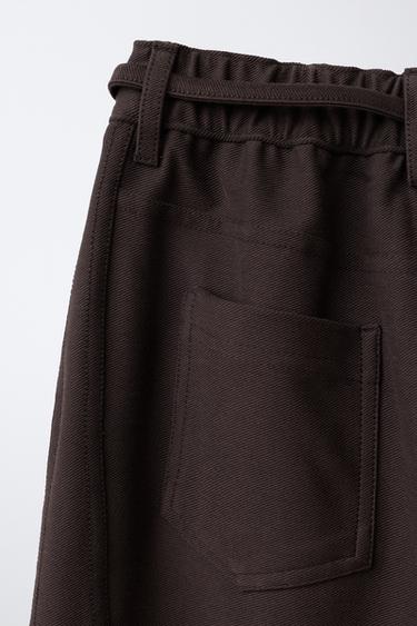 PANTALON BARREL AVEC LACET - Marron de Zara - Image 3