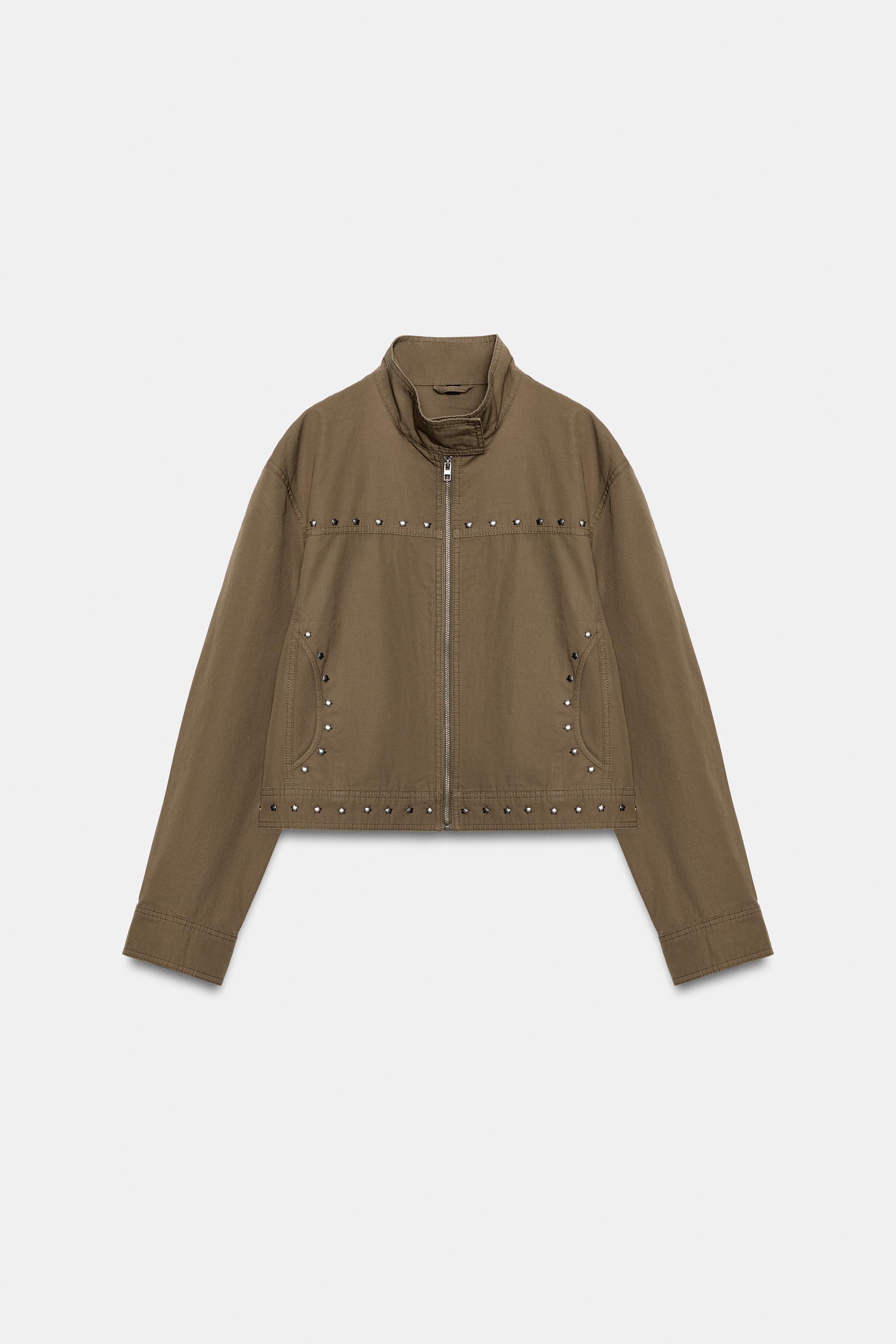 ZARA スタッズ付きジャケット スタータッズジャケット - ライトカーキ | ZARA Japan / 日本
