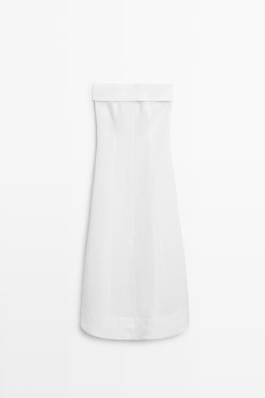 Zara Linen strapless midi dress - White - Image 0