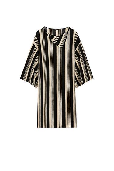 Jersey punto kaftan rayas total look - Negro de Zara