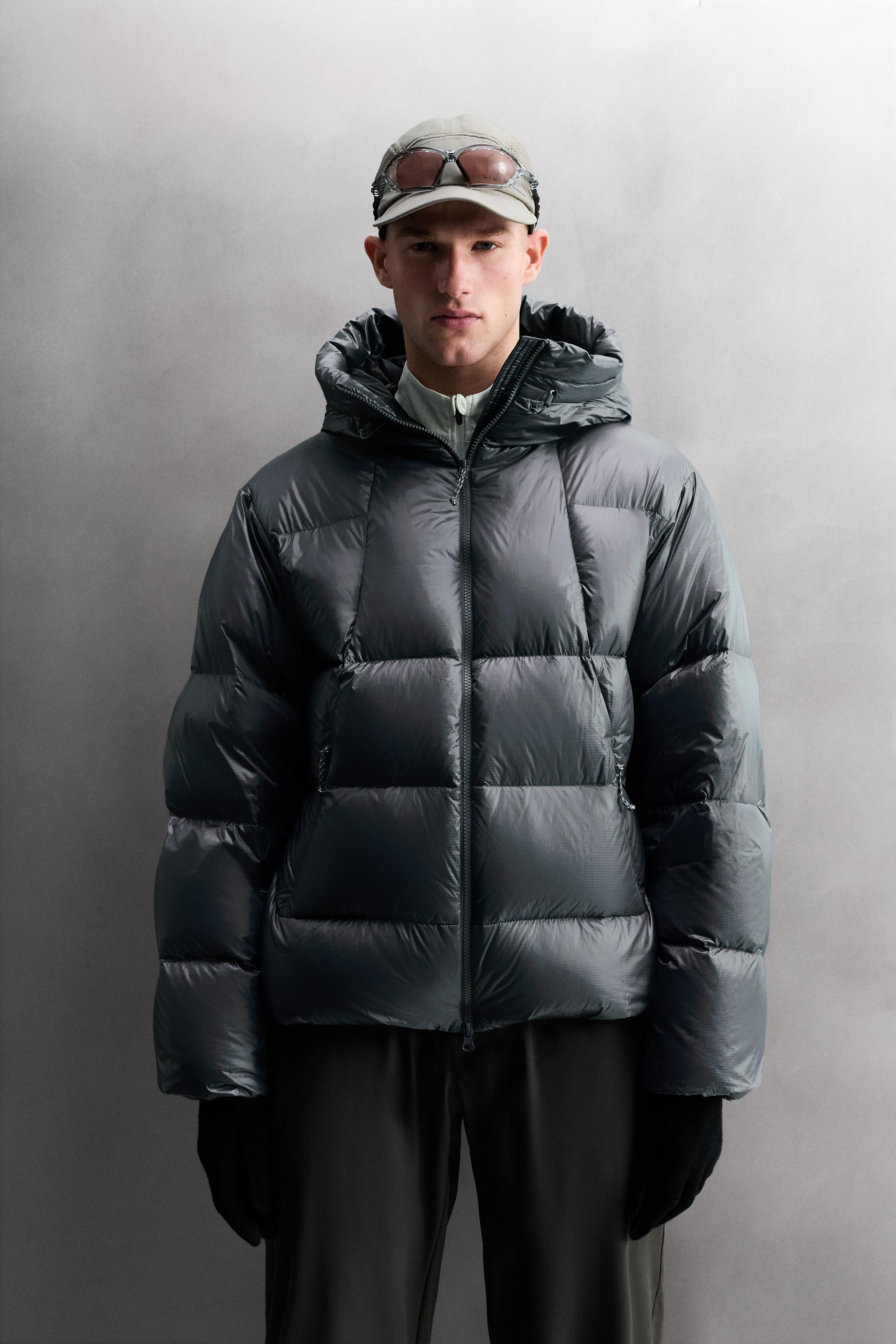 100% FEATHER PUFFER JACKET - Gray green | ZARA United States
