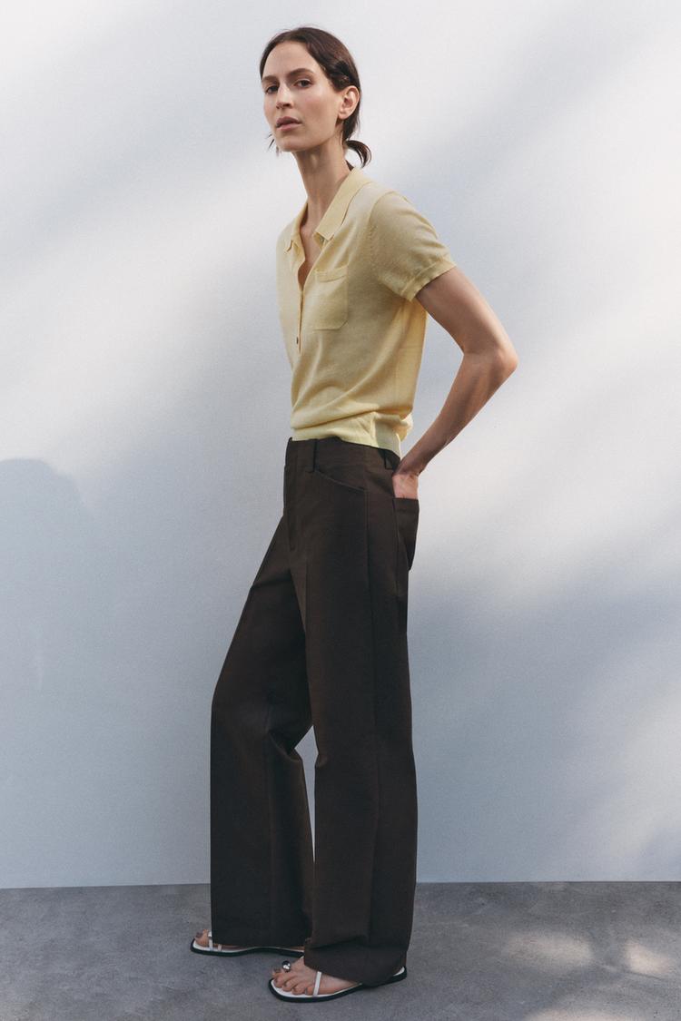 ZW COLLECTION STRAIGHT CHINO PANTS - Dark brown | ZARA United States