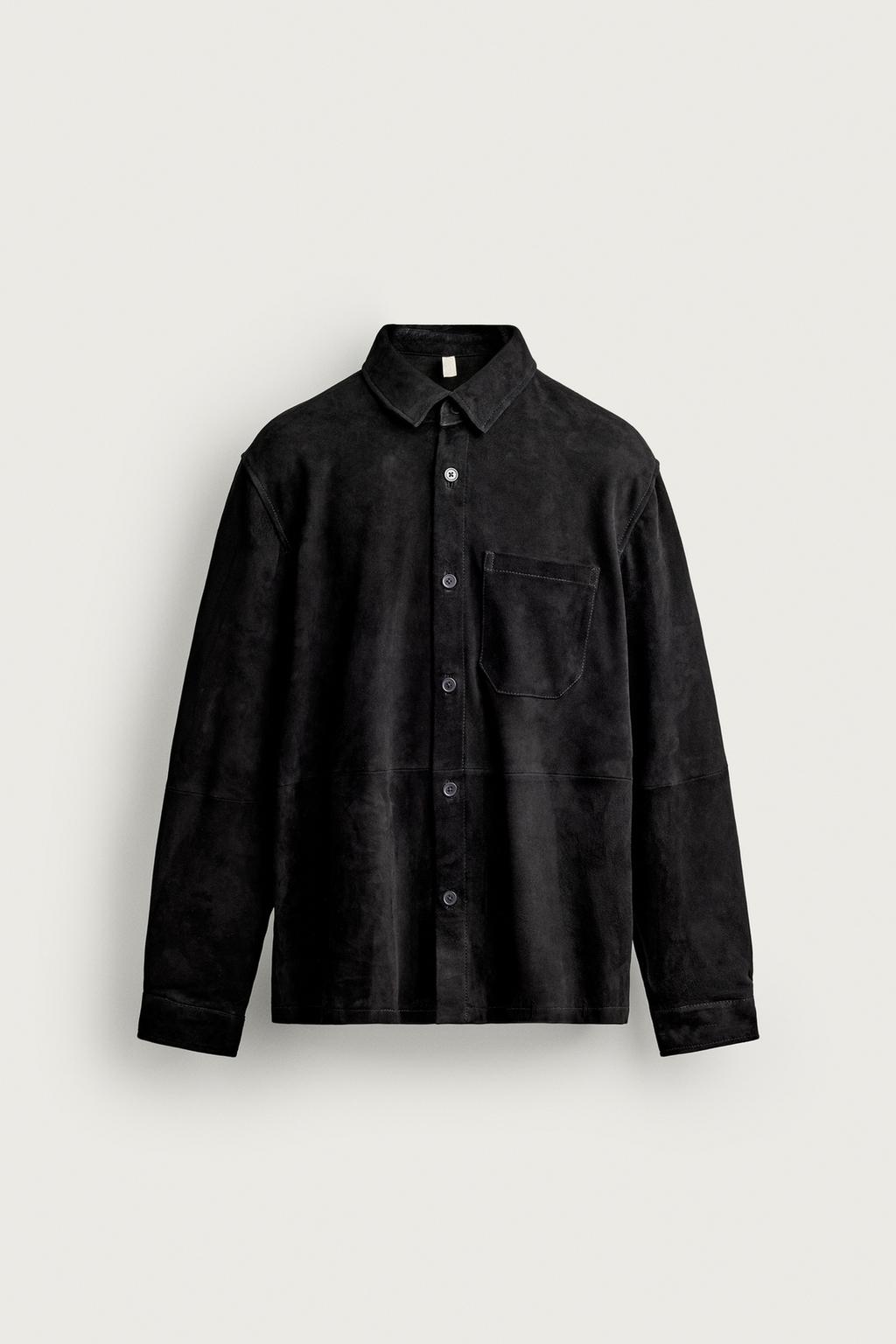 SUEDE FINISH LEATHER OVERSHIRT