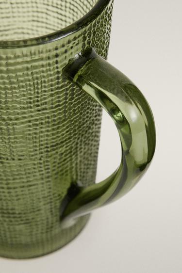 RAISED DESIGN GLASS JUG - Green by Zara - Image 3