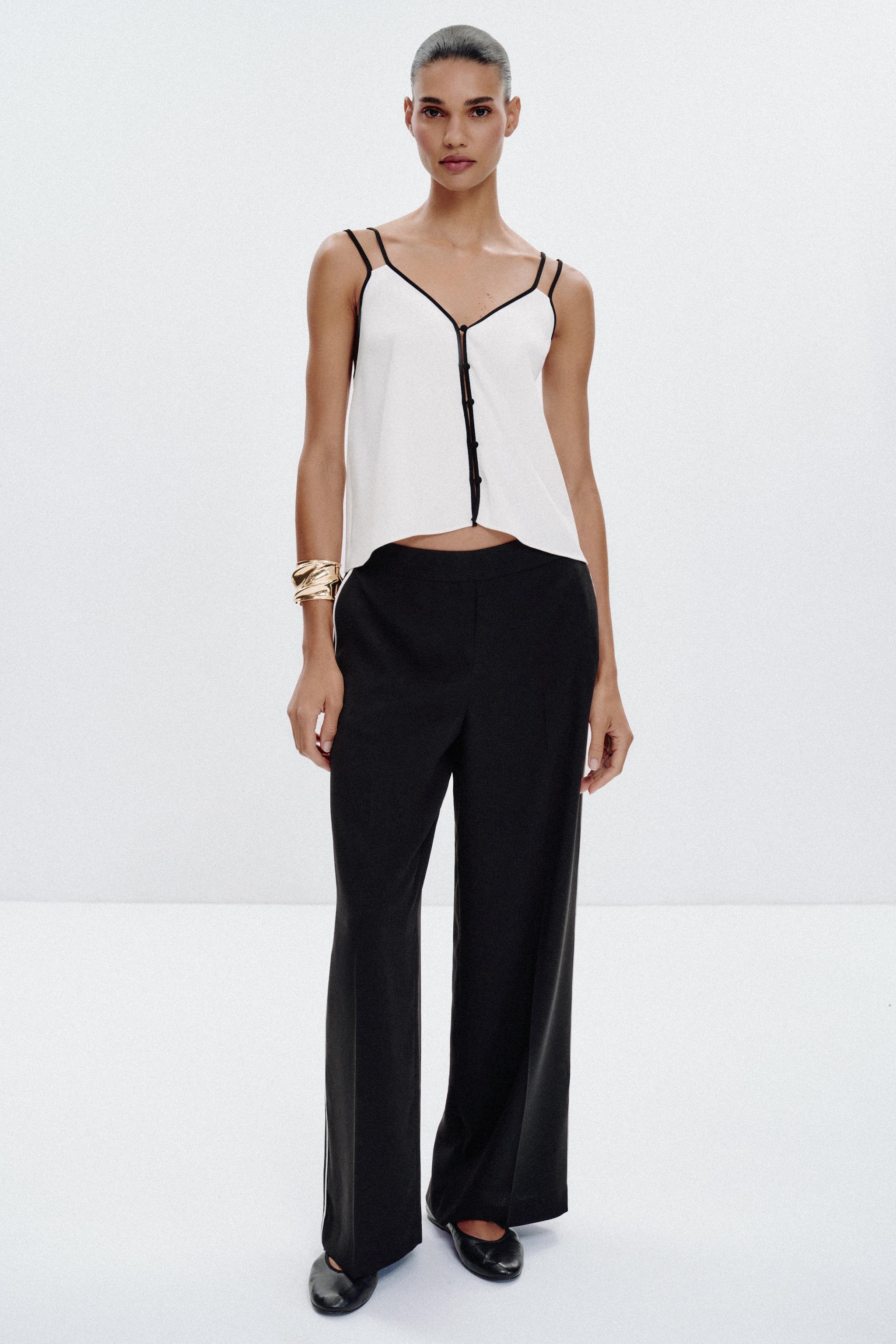 【ZARA】コントラストリボン付きサテンパンツ 1067/513/726 ZARA】コントラストリボン付きサテンパンツ 1067/513/726 (ZARA