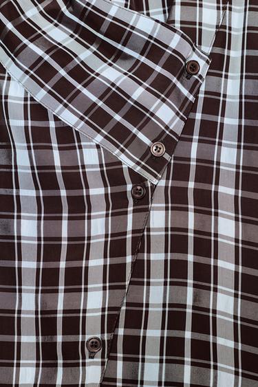 WRAPPED CHECKS SHIRT - Brown-Blue by Zara - Image 8