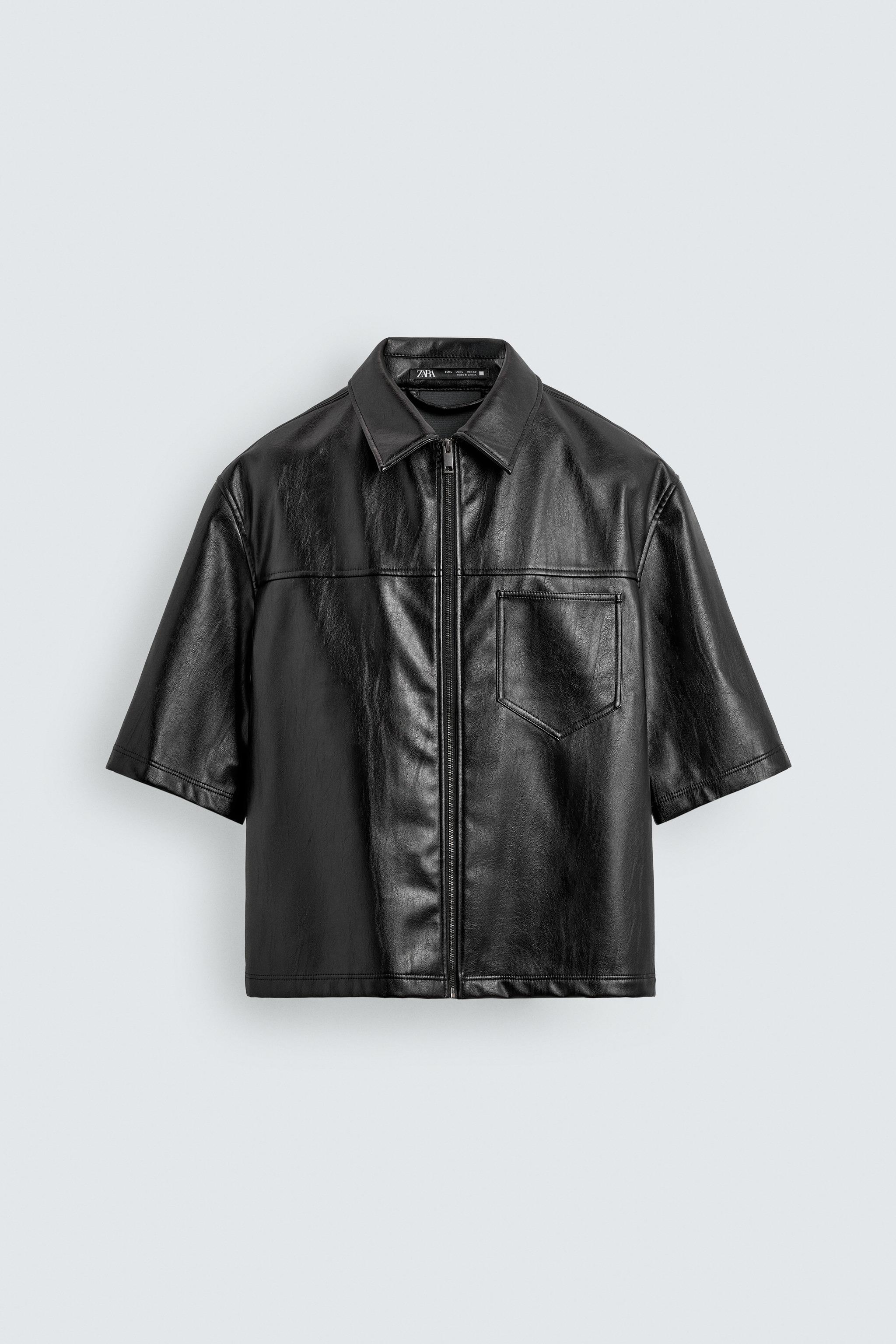 Zara RELAXED FIT FAUX LEATHER OVERSHIRT — фото 6