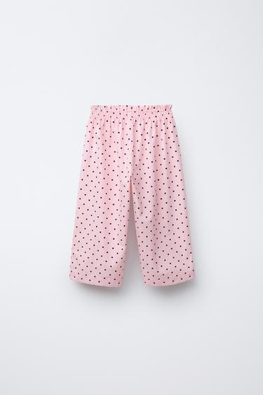 PANTALON DROIT IMPRIMÉ À POIS - Rose de Zara - Image 1