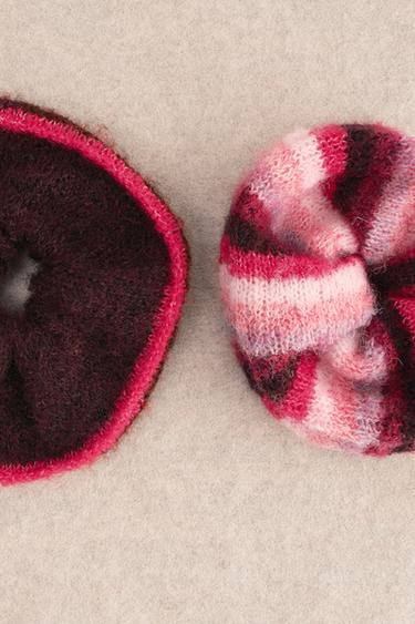 ZARA TIMELESS - PACK OF TWO STRIPED KNITTED HAIRBANDS WITH WOOL - Brown by Zara - Image 1