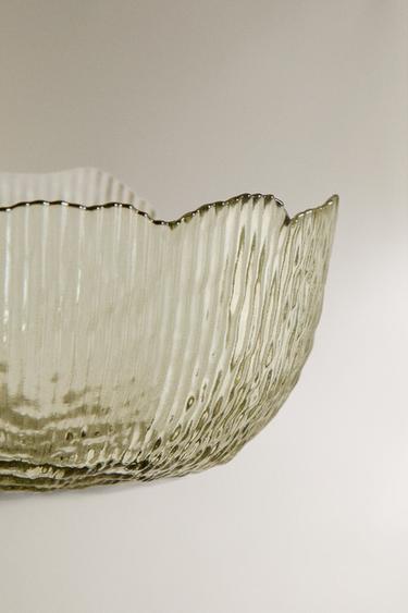 GLASS SALAD BOWL WITH RAISED DETAIL - Green by Zara - Image 3