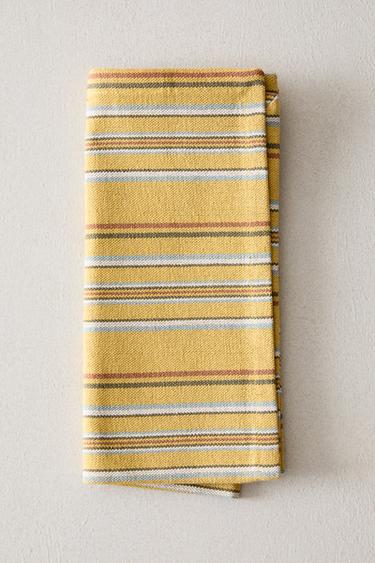 PACK OF COTTON NAPKINS WITH MULTICOLOURED STRIPES (PACK OF 4) - yellow by Zara