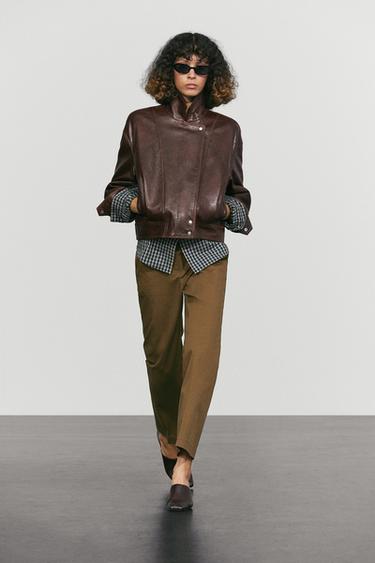 Zara Cotton blend kick flare pants - Brown - Image 0