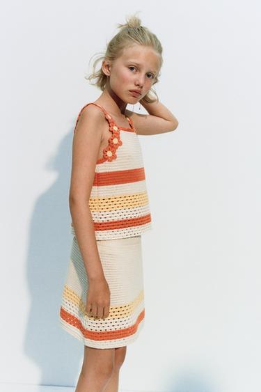 FLORAL KNIT TOP - white-orange by Zara