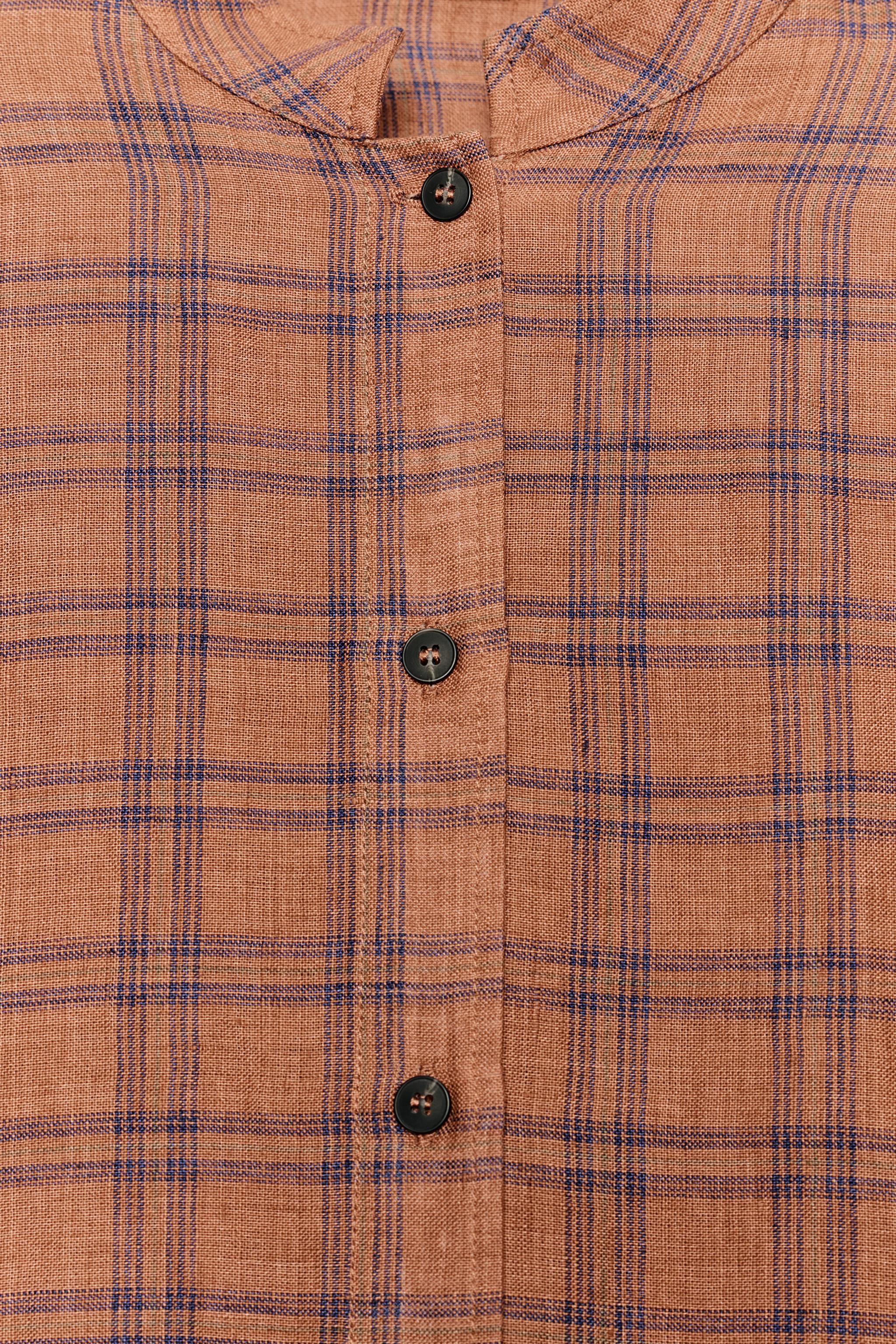 Женские рубашки Zara CHECKED LINEN SHIRT ZW COLLECTION — фото 6