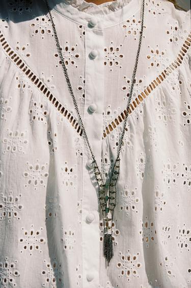SHIRT WITH CUTWORK EMBROIDERY - White by Zara - Image 1